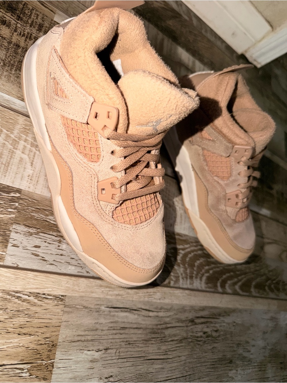 Kids Tan Suede Jordan 4